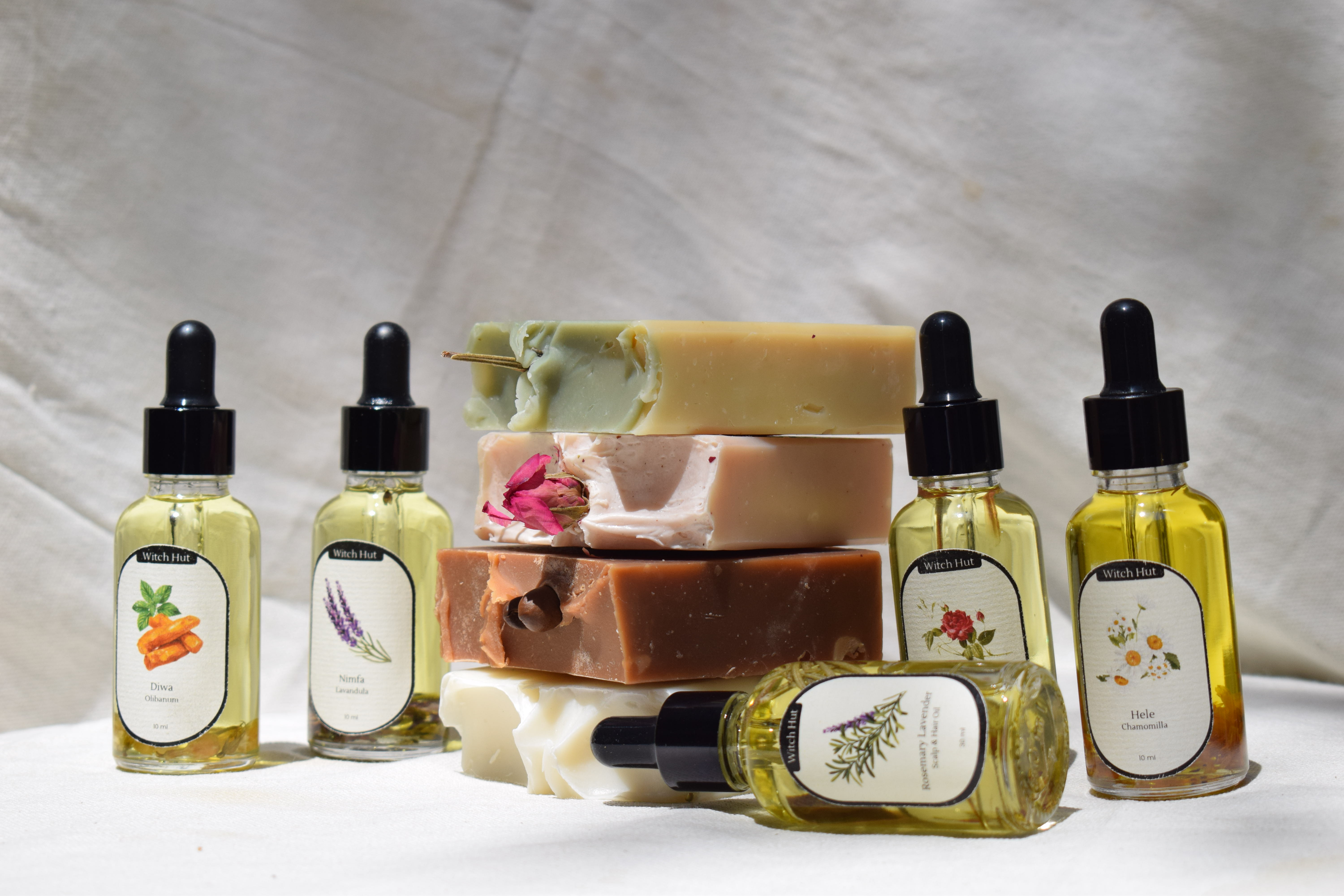 Ingredients and soaps flatlay